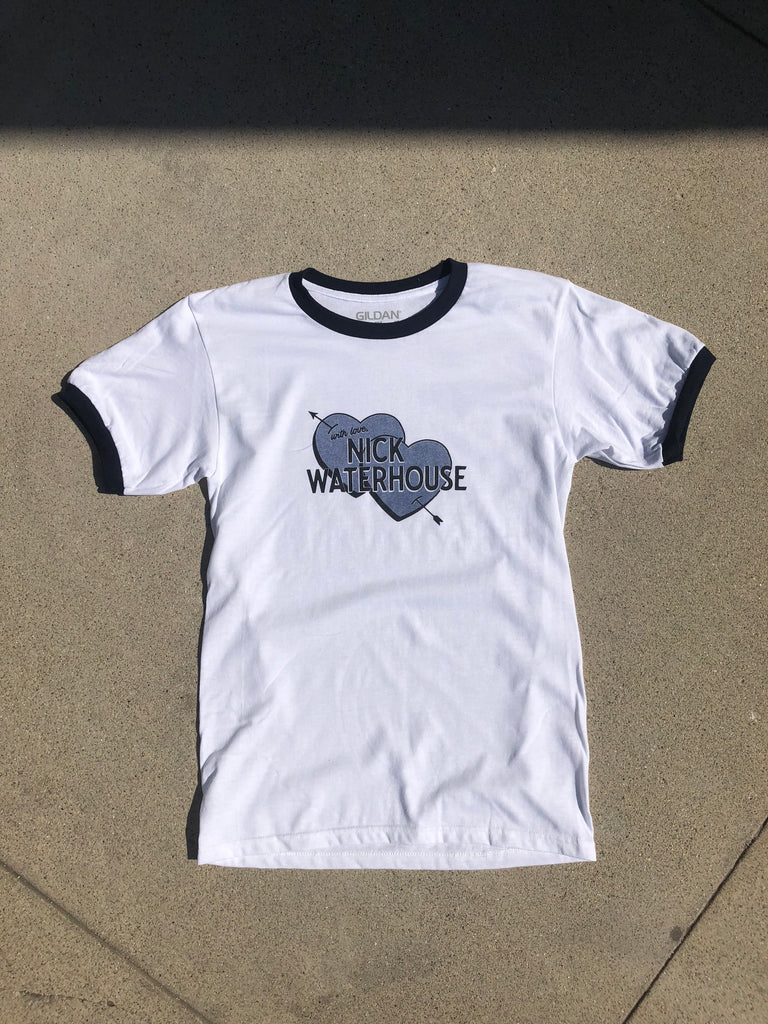 With Love - Blue/White Ringer Tee